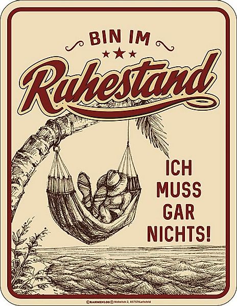 Metallschild Rente - Fun-Schilder - Ruhestand gar nichts günstig online kaufen