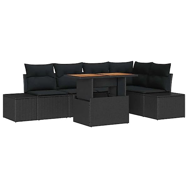 vidaXL Garten Essgruppe mit Kissen 6-Tlg Schwarz und Braun 3349967 günstig online kaufen