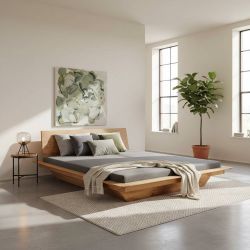Bettgestell Doppelbett aus Wildeiche Massivholz 224 cm tief günstig online kaufen