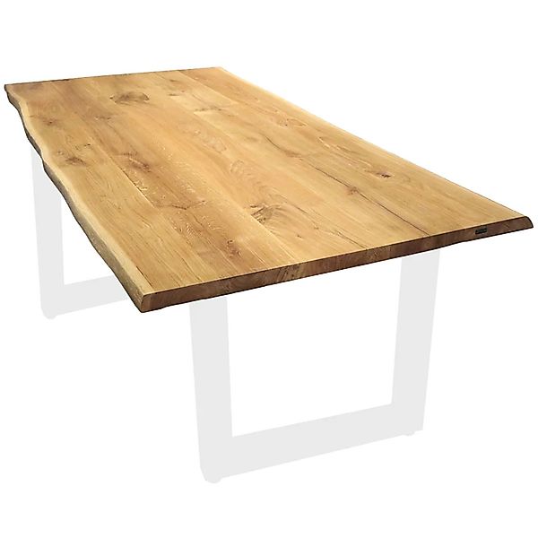 holz4home Tischplatte 180cm x 85cm mit Baumkante aus Massiver Eiche günstig online kaufen