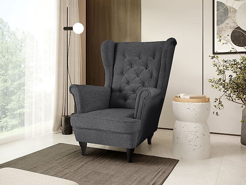 Beautysofa Ohrensessel Sessel FALCO Chesterfield Wohnzimmersessel Fernsehse günstig online kaufen