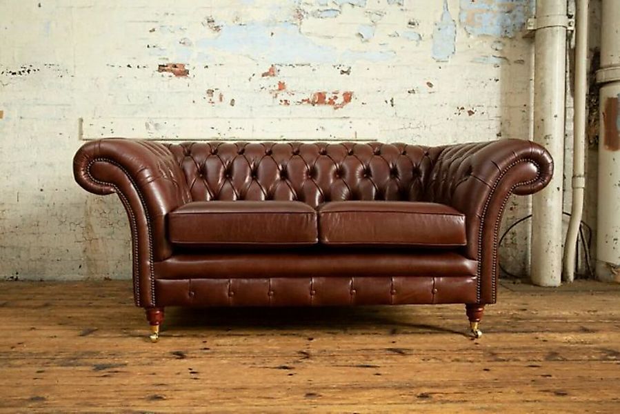 JVmoebel 2-Sitzer Chesterfield Sofa 2 Sitzer Ledersofa Couchen 100% Leder S günstig online kaufen