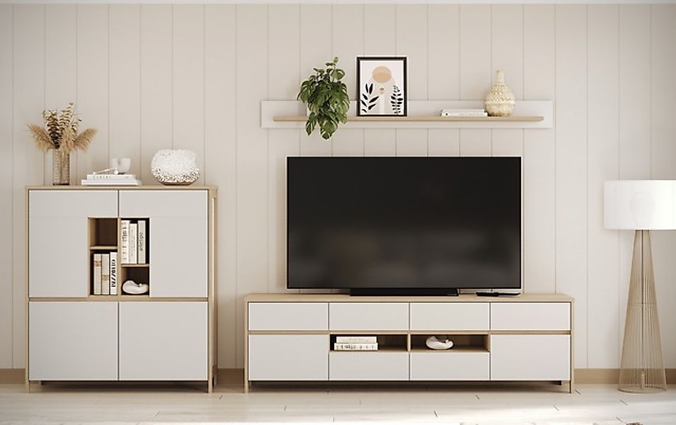 Home affaire Wohnwand »Stranda, moderne Anbauwand, Komplettset im Scandi-St günstig online kaufen