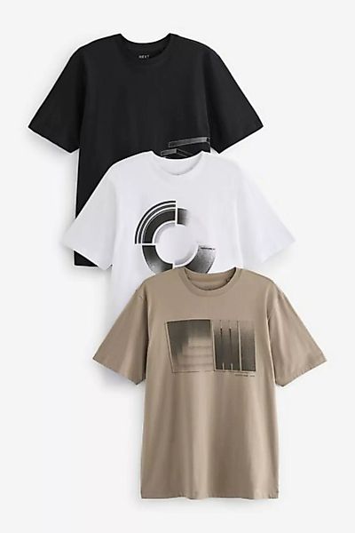 Next T-Shirt Gemusterte T-Shirts, 3er Pack (3-tlg) günstig online kaufen