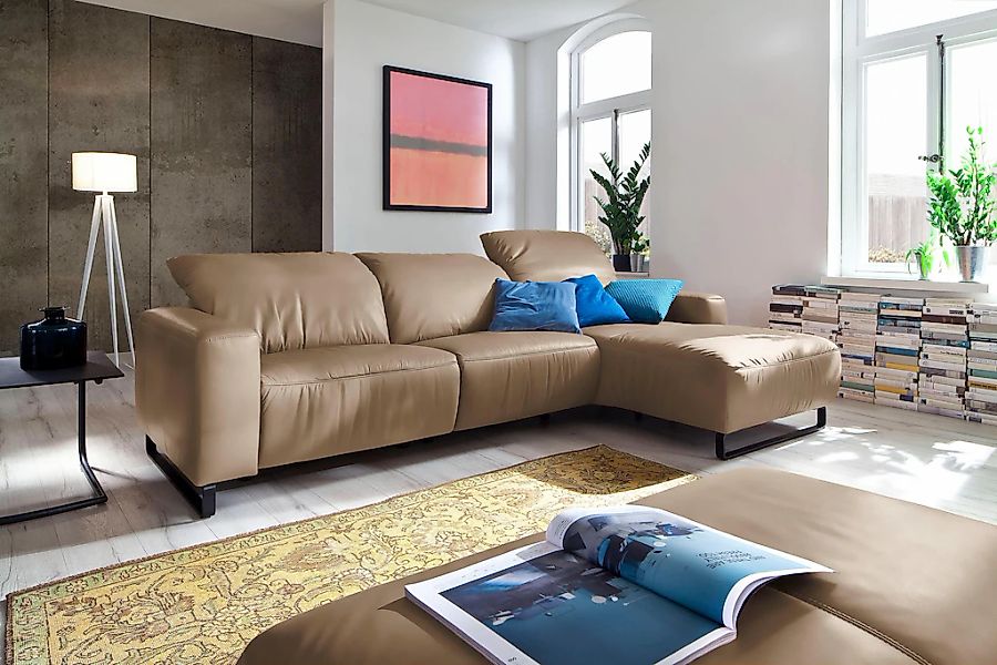 Home affaire Ecksofa "Juist L-Form" mit Kopfteilverstellung und schwarzen M günstig online kaufen