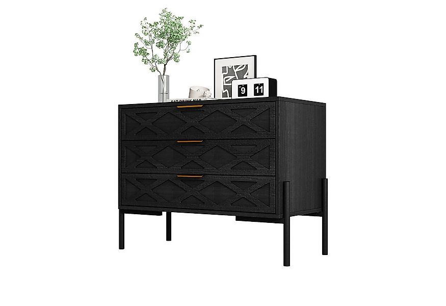 FUFU&GAGA Nachtschrank Nachtschrank mit Schubladen, Schwarz, MDF, 75.4×39×6 günstig online kaufen