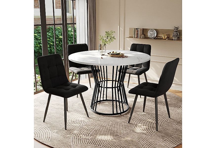 Flieks Essgruppe, (Sitzgruppe Set, 5-tlg., 1 Tisch mit 4 Stühlen), runder E günstig online kaufen