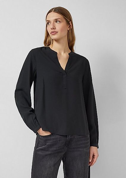 s.Oliver Langarmbluse Bluse Fließende Viskosebluse mit Rundhals mit V-Aussc günstig online kaufen