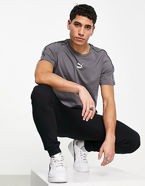 PUMA – CLSX – T-Shirt in Grau und Schwarz günstig online kaufen
