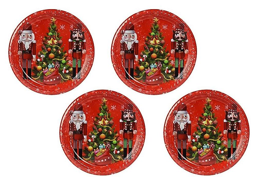 Weihnachtsteller Nikolaus Advent 4 Stück Plätzchenteller Weihnachten Rot Nu günstig online kaufen