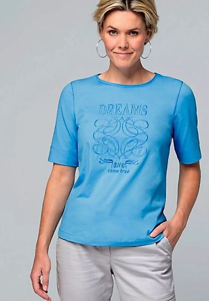 bianca Kurzarmshirt DINIA mit dezent schimmernden Stickprint günstig online kaufen