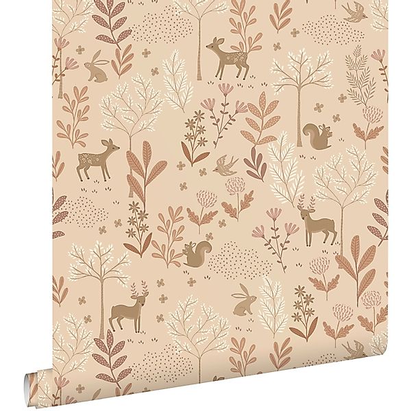 ESTAhome Tapete Wald mit Waldtieren Terrakotta 53 cm x 10.05 m günstig online kaufen