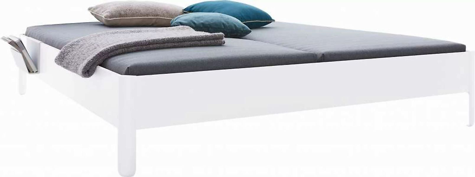 NAIT Doppelbett farbig lackiert Reinweiß 180 x 210cm Ohne Kopfteil günstig online kaufen