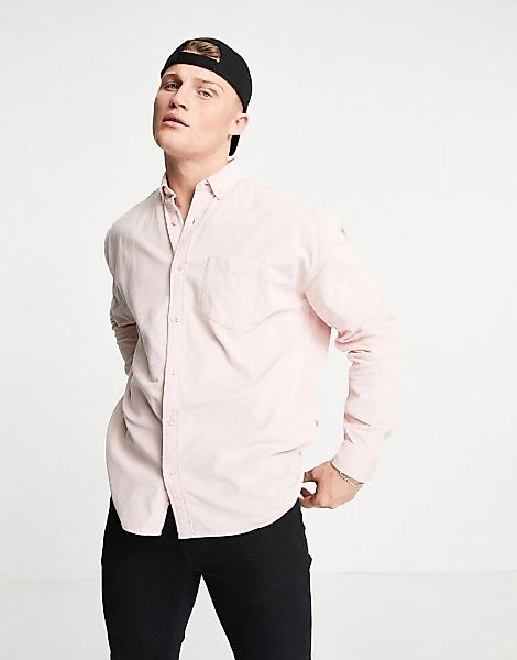 New Look – Übergroßes, langärmliges Hemd aus Cord in Rosa günstig online kaufen