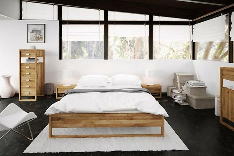 Natur24 Einzelbett Bett Lamini 3 Sonderlänge 80x210 Wildeiche ohne Kopfteil günstig online kaufen