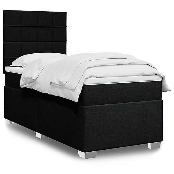 furnicato Bettgestell Boxspringbett mit Matratze Schwarz 90x190 cm Stoff günstig online kaufen