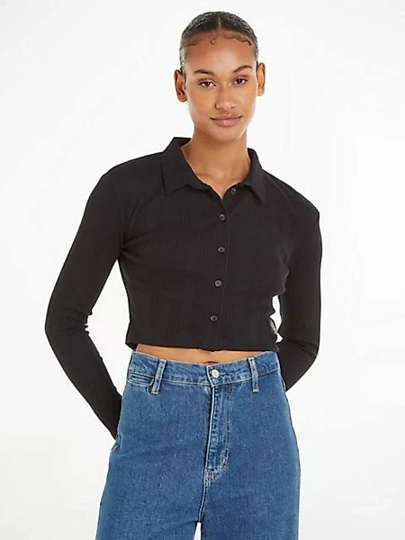 Calvin Klein Jeans Strickjacke BADGE ELONGATED RIB SHIRT günstig online kaufen