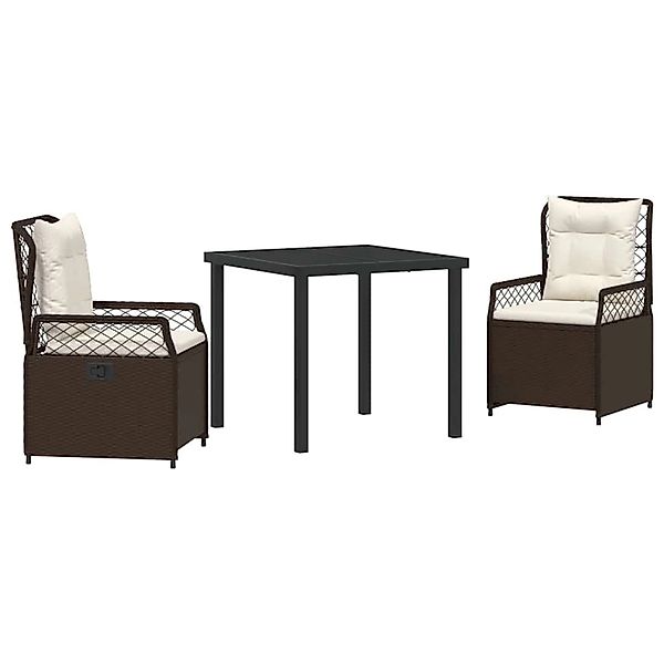 vidaXL Garten Essgruppe 3-Tlg Braun Poly Rattan 3380988 günstig online kaufen