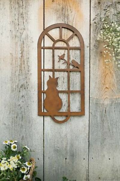 HOME Living Wanddeko Katze am Fenster Wanddeko rot/braun günstig online kaufen