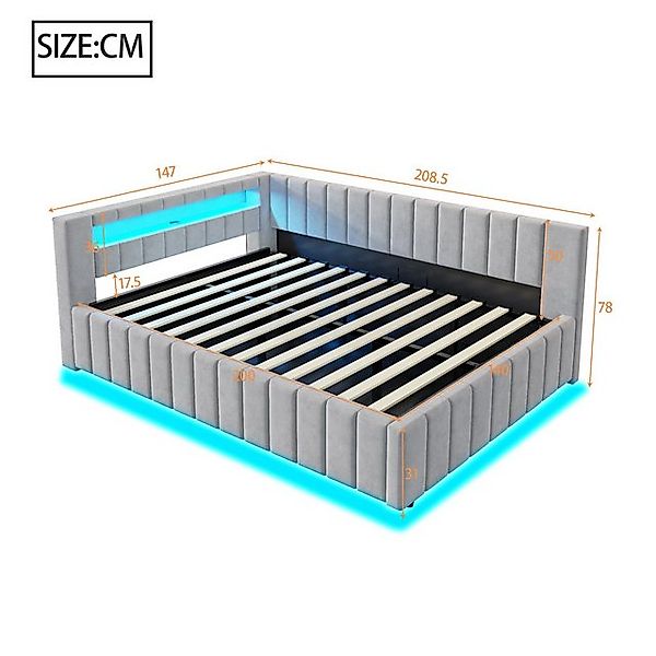 Merax Daybett 140x200 cm mit hydraulischem Stauraum (1 tlg), Polsterbett Ta günstig online kaufen