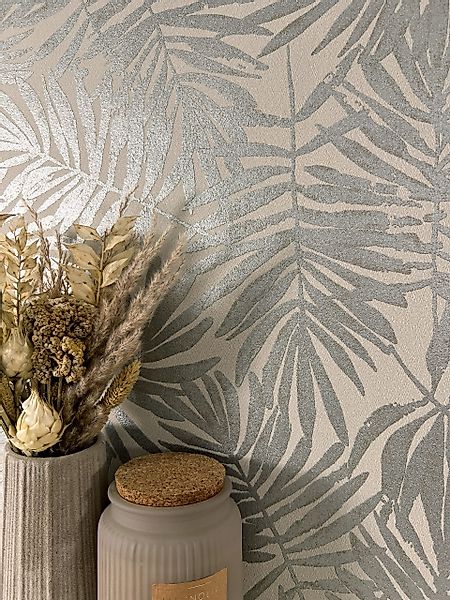 Newroom Vliestapete, Beige Tapete Modern Dschungel günstig online kaufen
