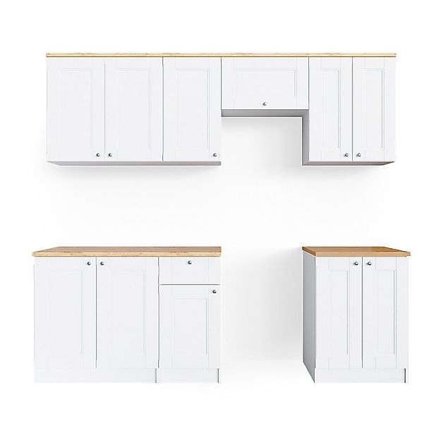 Vicco Küchenzeile Bergamo, Weiß/Goldkraft Eiche, 240 cm, AP Goldkraft günstig online kaufen