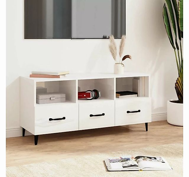 furnicato TV-Schrank Hochglanz-Weiß 102x35x50 cm Holzwerkstoff günstig online kaufen