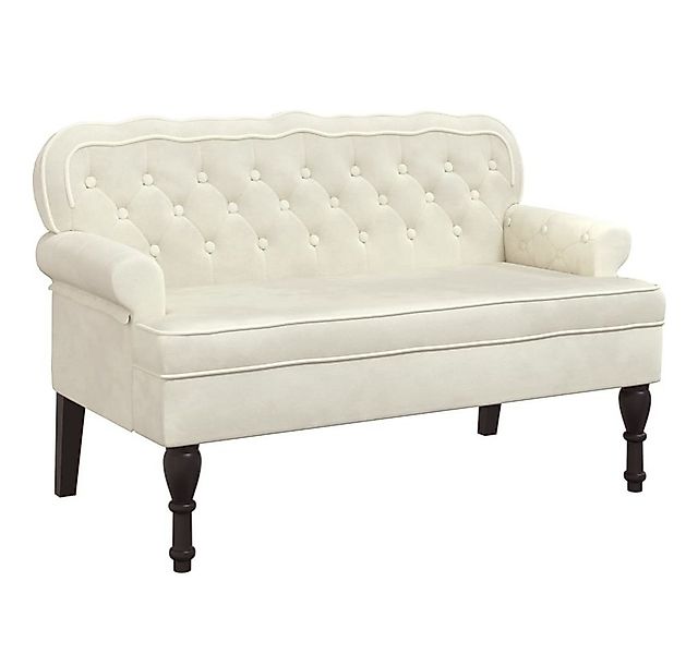 vidaXL Sitzbank Sitzbank mit Rückenlehne Creme 119,5x64,5x75 cm Samt günstig online kaufen