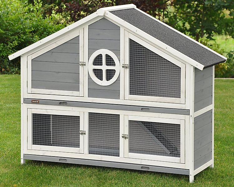 nanook Kleintierkäfig Hasenstall XL Momo grau 144 x 57 x 110 cm günstig online kaufen