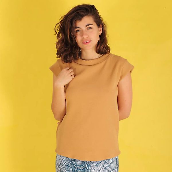 Shirt, Top "Luziana" Aus Gewaffelter Baumwolle In Sand Oder Olive Grün günstig online kaufen