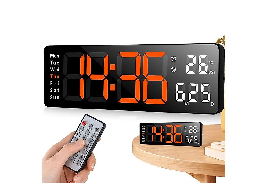 OKWISH Wanduhr 13 Zoll LED Digitale Wandwecker Küchenuhr Tischuhr (Digitalw günstig online kaufen