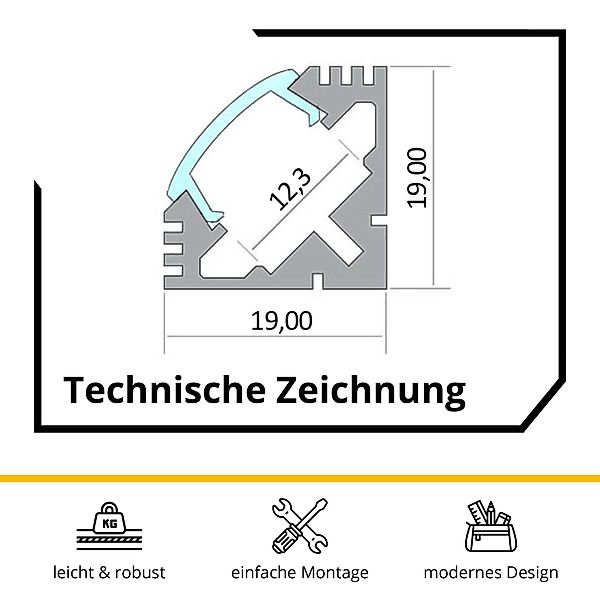 tktrading24 LED-Stripe-Profil A19 LED Profil Weiss günstig online kaufen