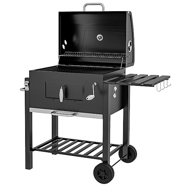 Outsunny Grillwagen Holzkohlegrill BBQ Standgrill Edelstahl Schwarz 113x65x günstig online kaufen