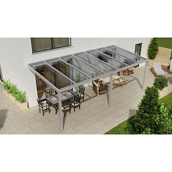 Terrassenüberdachung Professional 700 cm x 300 cm Grau Struktur PC Klar günstig online kaufen