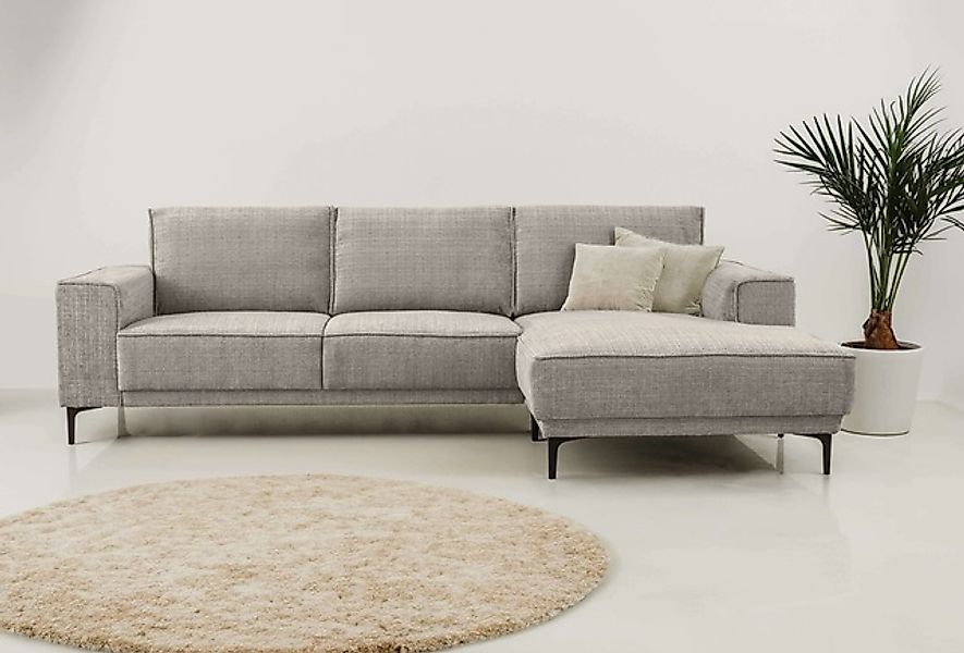 Places of Style Ecksofa »Polsterecke Oland, Struktur, Flachgewebe, Luxus-Mi günstig online kaufen