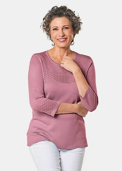 GOLDNER Strickpullover Kurzgröße: Pullover mit schönem Ajourmuster günstig online kaufen