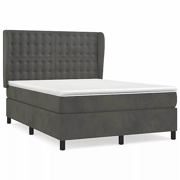 vidaXL Boxspringbett mit Matratze Dunkelgrau 140x190 cm Samt1399759 günstig online kaufen