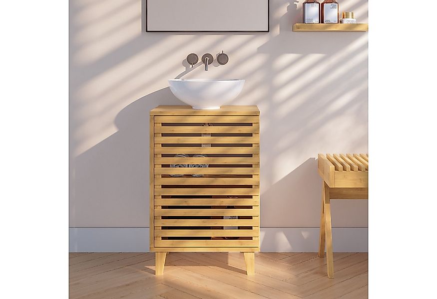 en.casa Waschbeckenunterschrank »Iveland« Unterschrank 60x40x30cm Bambus günstig online kaufen