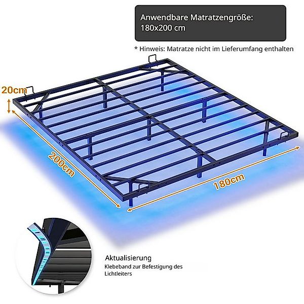 MSMASK Metallbett Schwebebett Bettgestell mit LED-Beleuchtung (Ohne Matratz günstig online kaufen