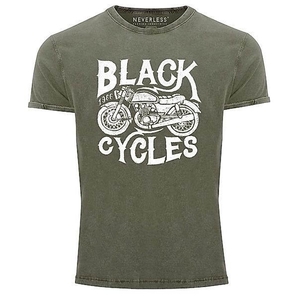Neverless Print-Shirt Herren T-Shirt Vintage Washed günstig online kaufen