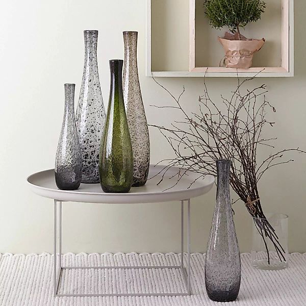 home24 Leonardo Vase Giardino Grau Glas 16x60x16 cm (BxHxT) Modern illumina günstig online kaufen
