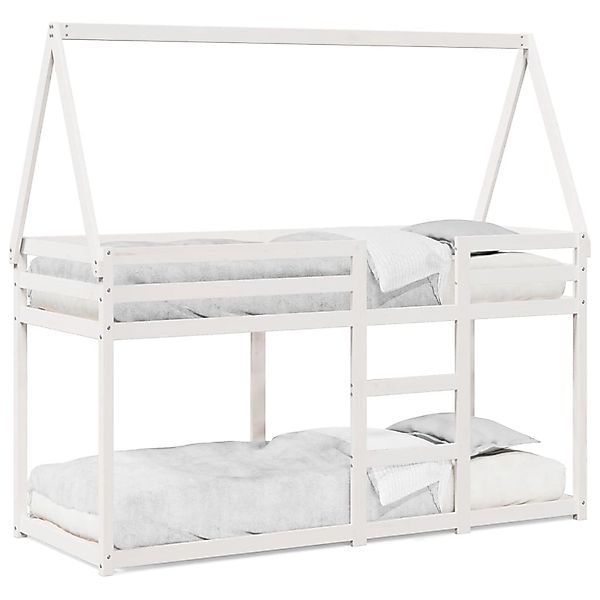 vidaXL Etagenbett mit Dach Weiß 90x200 cm Massivholz Kiefer 3282080 günstig online kaufen