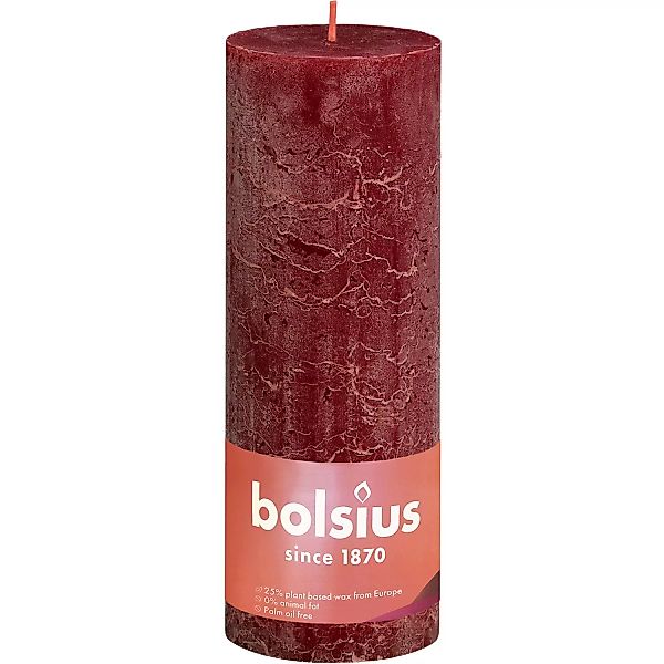 Bolsius Rustik-Kerze Shine XXL Ø 10 cm x 30 cm Samtrot günstig online kaufen