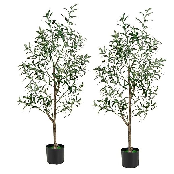 Costway Künstliche Olivenbaum & Früchten Grün 130 cm 2 Pack günstig online kaufen