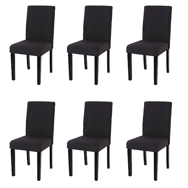 MCW Esszimmerstuhl Littau 6er-Set Textil Schwarz Dunkle Beine günstig online kaufen