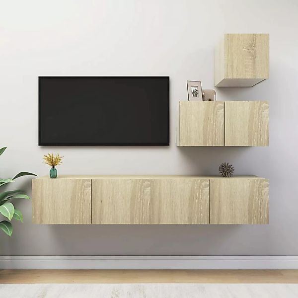 vidaXL TV-Schrank 4tlg TV Schrank Set Hängeschrank Wohnwand Fernsehschrank günstig online kaufen