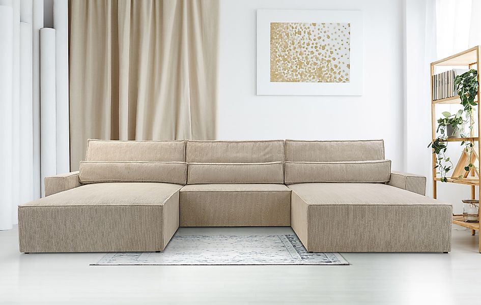 MOEBLO Wohnlandschaft DENVER U, Eckcouch aus Cordstoff Ecksofa U-Form Cord günstig online kaufen