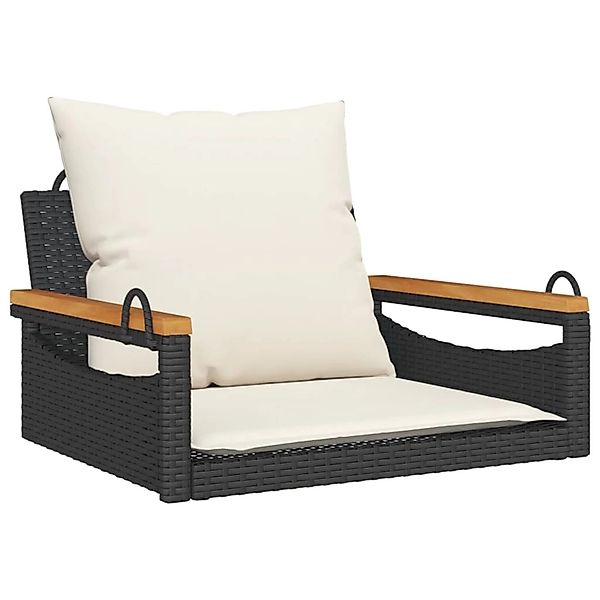 furnicato Hängesessel mit Kissen Schwarz 63x62x40 cm Poly Rattan günstig online kaufen