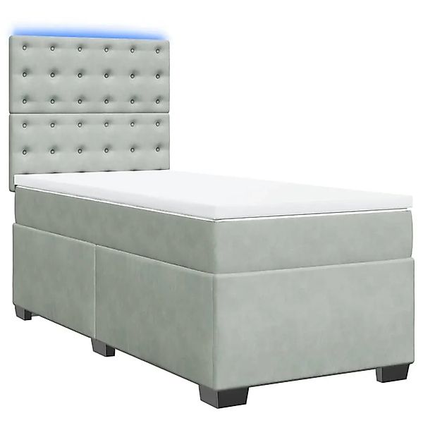 vidaXL Boxspringbett mit Matratze Hellgrau 90x190 cm Samt 3293098 günstig online kaufen