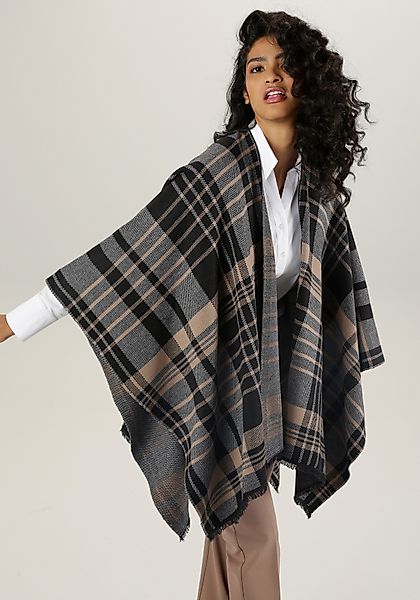 Aniston SELECTED Strickponcho mit Karo-Muster und günstig online kaufen